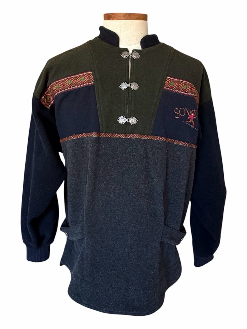 Vtg Sondra By Swix Men’s M Pullover Jacket Nordic Trim Wool Blend October Fest